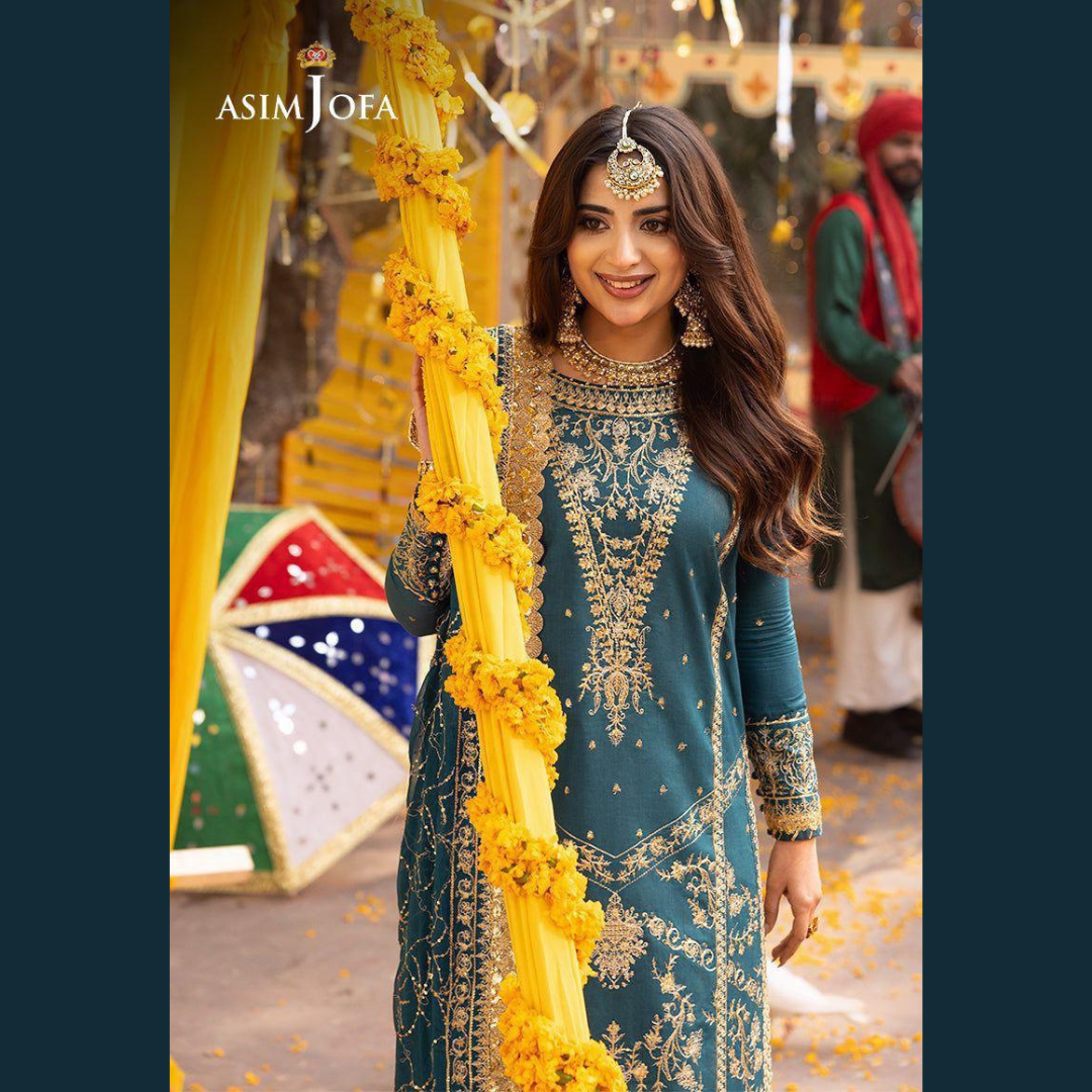 AZURE Chiffon 3PC Embroidered Wedding Edition Suit – Premium Heavy Embroidered Collection (Pack of 6) Wholesale Price for Dealers & Resellers