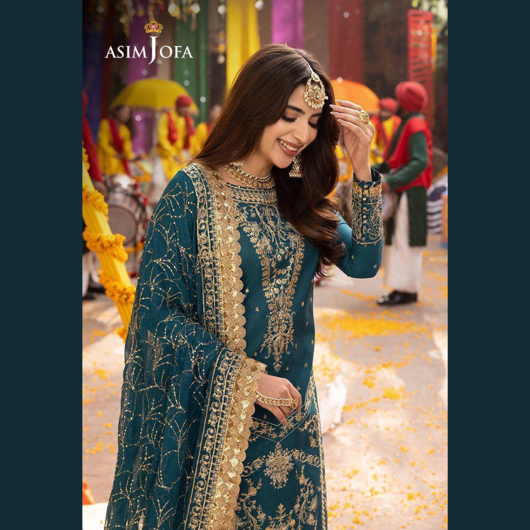 AZURE Chiffon 3PC Embroidered Wedding Edition Suit – Premium Heavy Embroidered Collection (Pack of 6) Wholesale Price for Dealers & Resellers