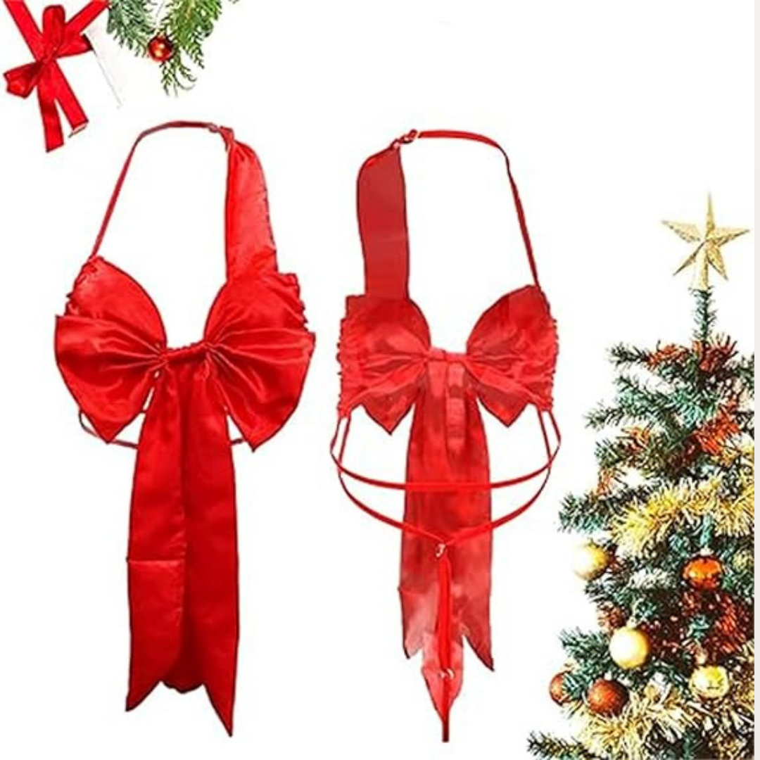 Women’s Sexy Satin Lingerie Set (One Size)– RED Bow Tie Babydoll Cosplay Teddy Body Suit | Sleepwear