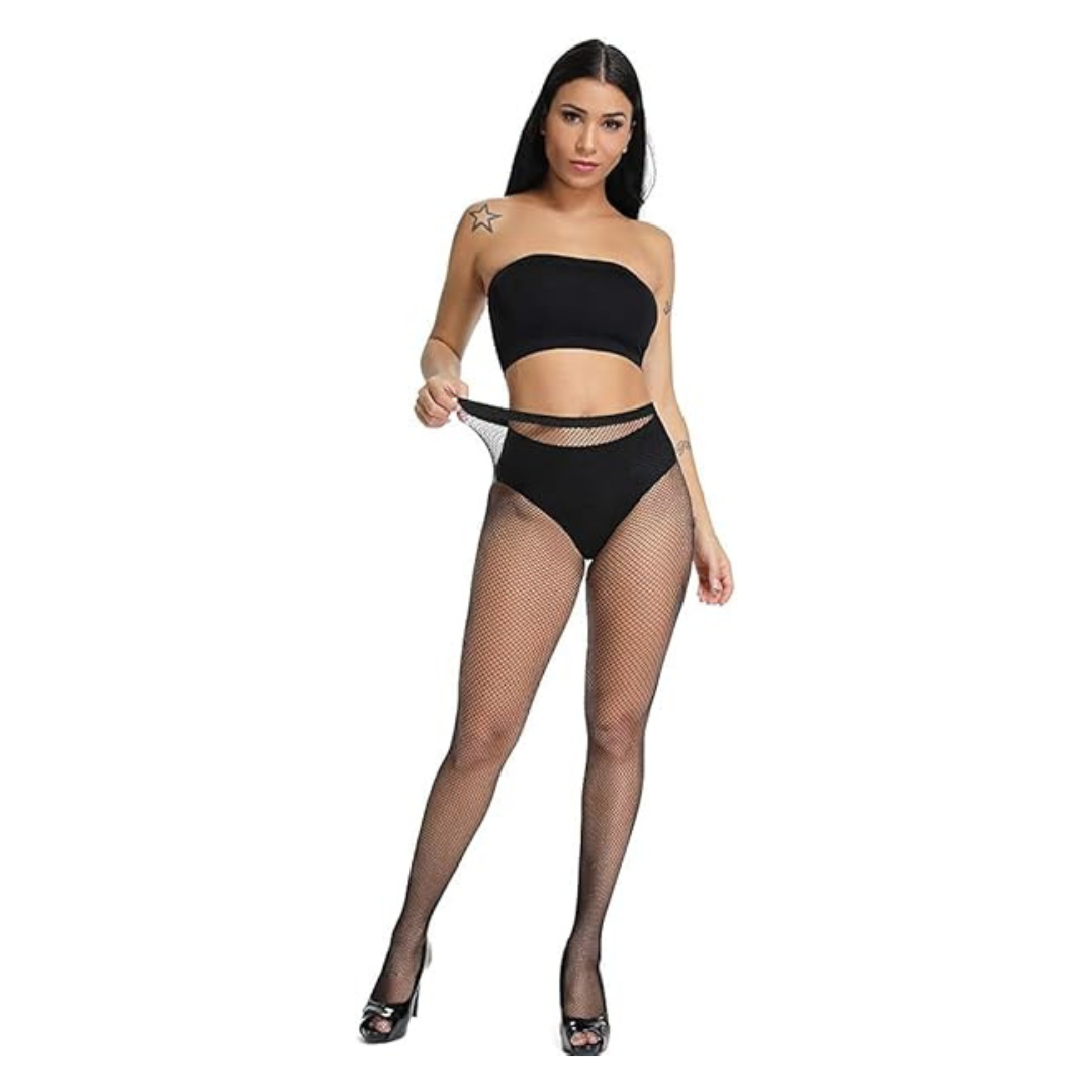 Pure Material Women's/Girl's Pantyhose Fishnet Stockings, Free Size, Black Color