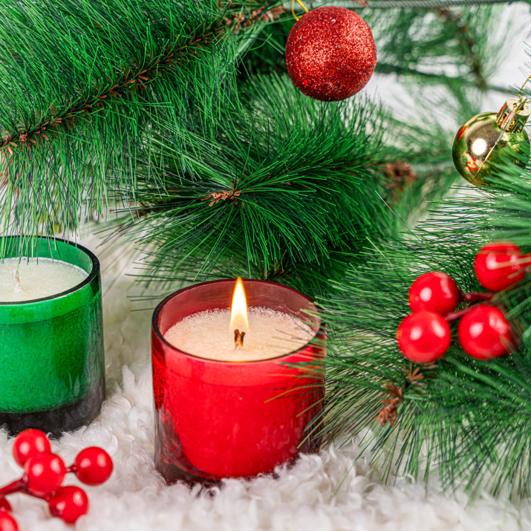 Prism Glass Candles Set 2 – Christmas Tri Candle Set with 12-Hour Burn Time | Dimensions 26 × 10 × 7 cm