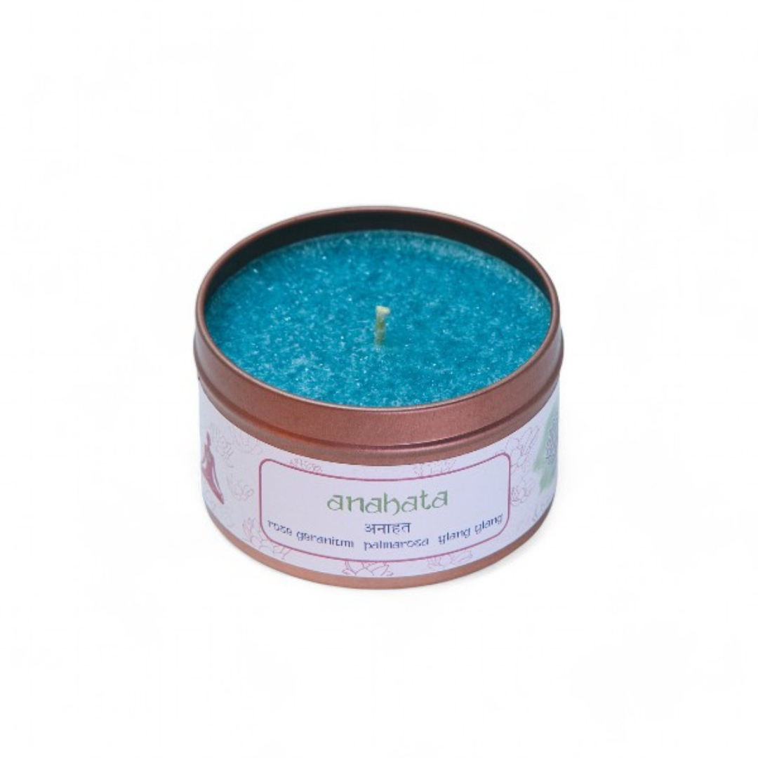 Chakra Meditation Candle - Anahata (Heart) Chakra Candle | Green Tin Candle with 30-Hour Burn Time | Height 5.2 cm, Diameter 8 cm, Weight 0.2 kg