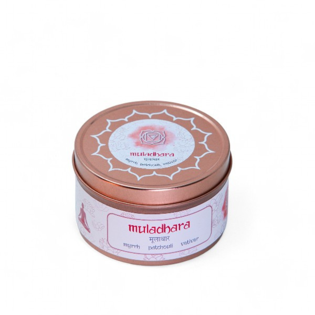 Chakra Meditation Candle - Muladhara (Root) Chakra Candle – Grounding Energy with 30-Hour Burn Time | Red Tin, 5.2 × 8 cm, 0.2 kg