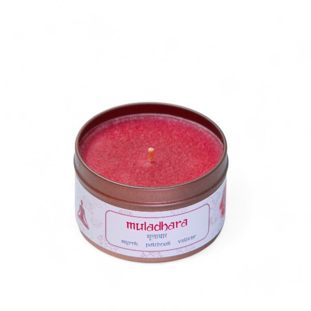 Chakra Meditation Candle - Muladhara (Root) Chakra Candle – Grounding Energy with 30-Hour Burn Time | Red Tin, 5.2 × 8 cm, 0.2 kg