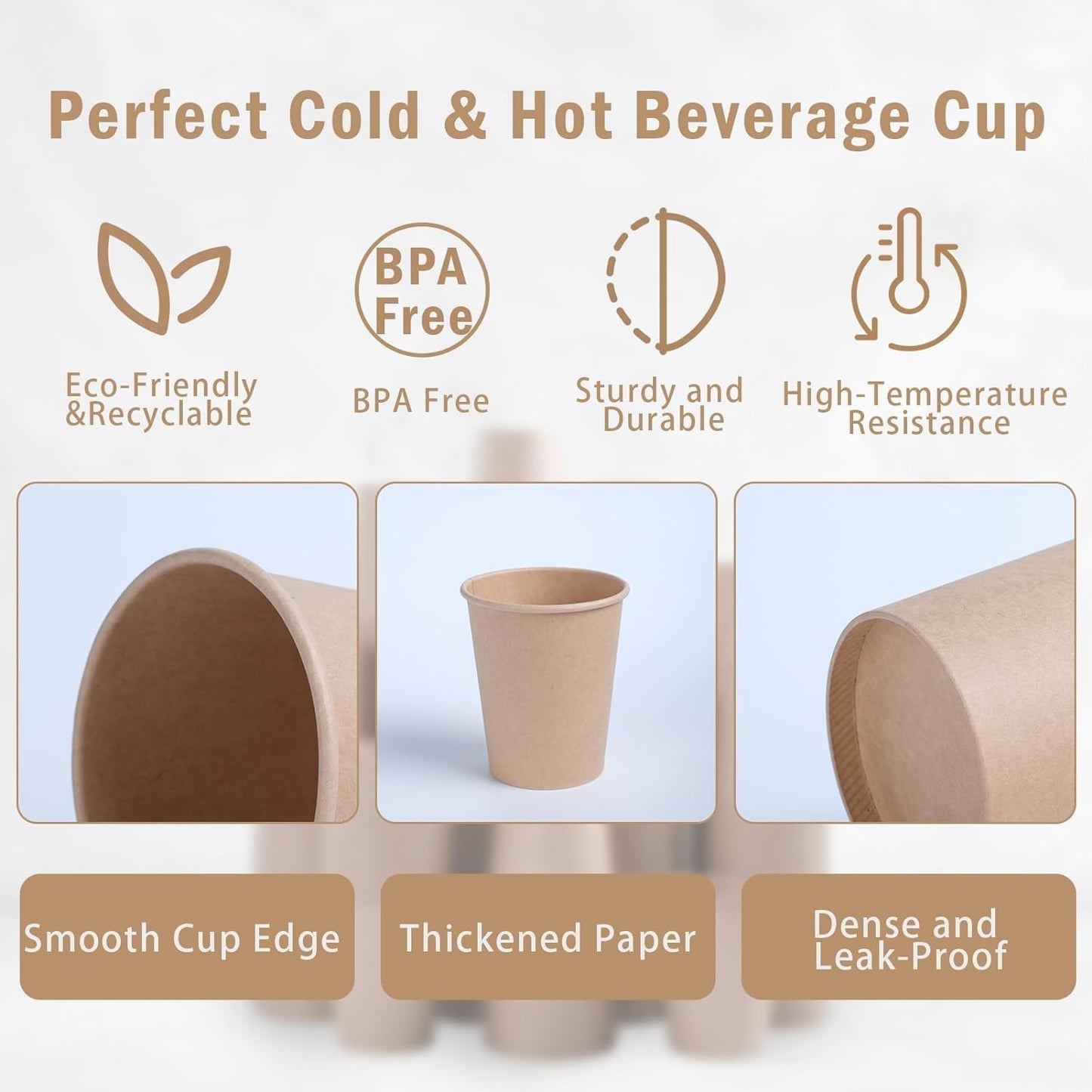 Pack of 500-PCs Organic Go Green with 8oz double wallpaper Insulated Paper Cups – Eco-Friendly & Durable Disposable Item