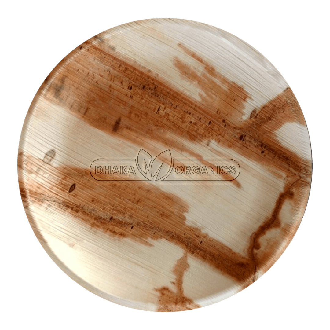 10″ Shallow Round Areca Palm Leaf Disposable Plate – Eco-Friendly, Biodegradable & Sturdy Tableware Size: 10 Inch Shape: Shallow Round Color: Natural Light Brown with Unique Palm Leaf Patterns Category: Plates