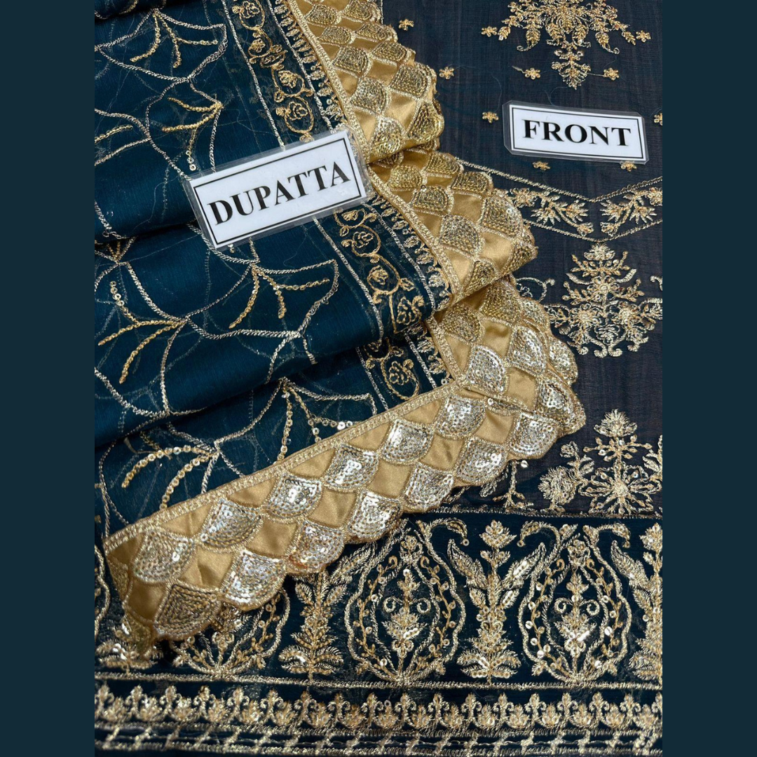 AZURE Chiffon 3PC Embroidered Wedding Edition Suit – Premium Heavy Embroidered Collection (Pack of 6) Wholesale Price for Dealers & Resellers