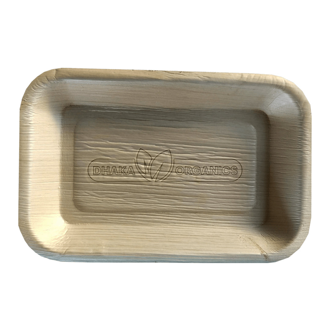 Pack of 25 9 x 6 Inch Big Disposable Rectangle Shaped Deep Bowl Areca Palm Leaf Bowl EcoFriendly and Biodegradable Plastic Free for Party and Function