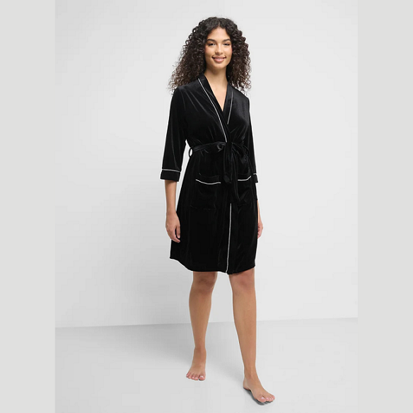 Black Robe with Contrast Trim for Ladies
