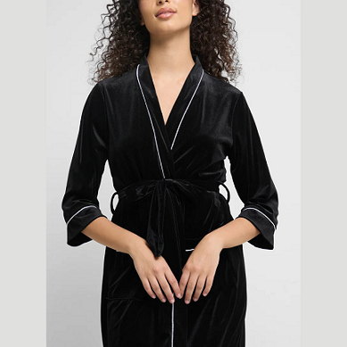 Black Robe with Contrast Trim for Ladies