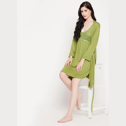 Emerald Green Viscose Robe – Soft Breathable Women’s Loungewear