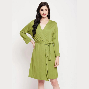 Emerald Green Viscose Robe – Soft Breathable Women’s Loungewear