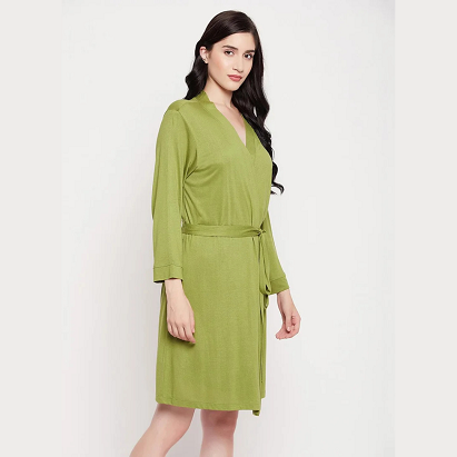 Emerald Green Viscose Robe – Soft Breathable Women’s Loungewear