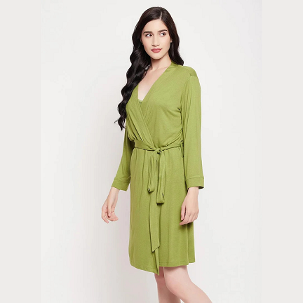 Emerald Green Viscose Robe – Soft Breathable Women’s Loungewear