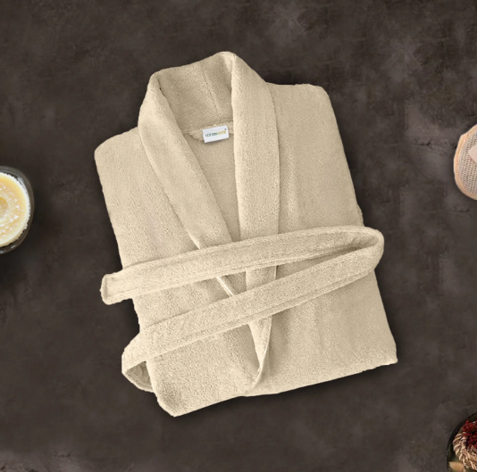 Premium 100% Pure Cotton Terry Bathrobe with Pockets, 5 Colors One Size Fits All with Free Bath Slippers
