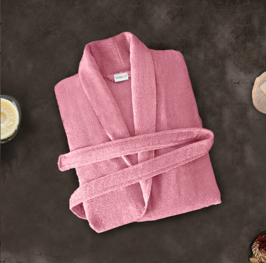 Premium 100% Pure Cotton Terry Bathrobe with Pockets, 5 Colors One Size Fits All with Free Bath Slippers