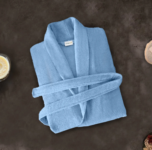 Premium 100% Pure Cotton Terry Bathrobe with Pockets, 5 Colors One Size Fits All with Free Bath Slippers