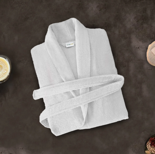 Premium 100% Pure Cotton Terry Bathrobe with Pockets, 5 Colors One Size Fits All with Free Bath Slippers