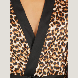 Satin Leopard Print Contrast Edge Robe – Luxury Sleepwear for Ladies