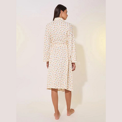 Printed Long Sleeve Waist Tie-Up Robe – Soft Loungewear for Women