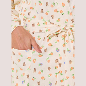 Printed Long Sleeve Waist Tie-Up Robe – Soft Loungewear for Women