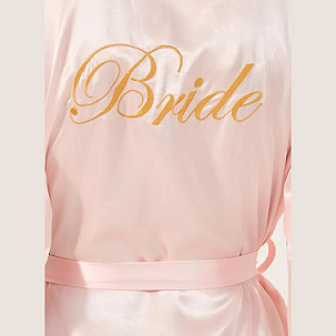 Satin Bride Nightdress with Feather Trim – Pink & White Luxury Wedding Night Sleepwear