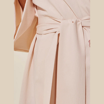 White Solid Long Sleeve Robe with Tie Belt – Soft Loungewear for Ladies