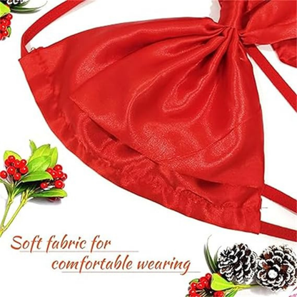 Women’s Sexy Satin Lingerie Set (One Size)– RED Bow Tie Babydoll Cosplay Teddy Body Suit | Sleepwear