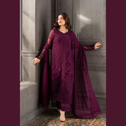 Azure Chiffon Premium Wedding Edition 3PC Unstitched Embroidered Suits – Exclusive Collection Replica (Pack of 6) Wholesale Price for Dealers & Resellers