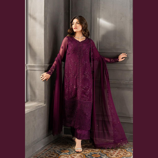Azure Chiffon Premium Wedding Edition 3PC Unstitched Embroidered Suits – Exclusive Collection Replica (Pack of 6) Wholesale Price for Dealers & Resellers