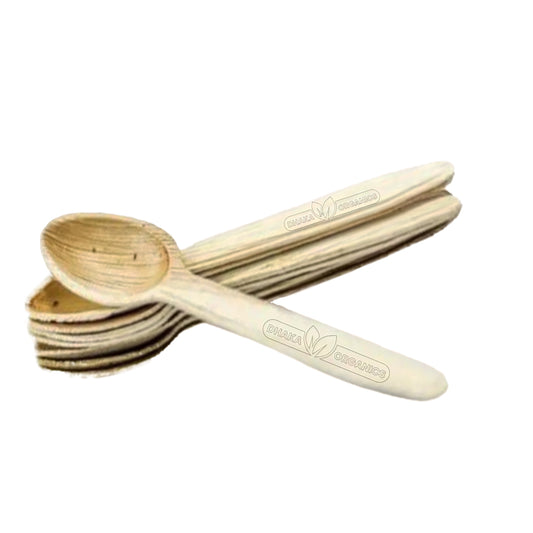 Pack of 50 for 6" Eco-Friendly Areca Palm Leaf Spoon – Biodegradable & Compostable Cutlery Size: 14 cm Length: 14 cm Thickness: 1.5 mm – 3 mm Color: Natural Light Brown Category: Spoons