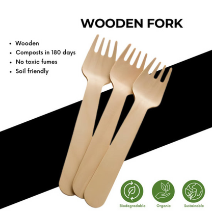 250 PCs Carton of Compostable Wooden Cutlery Set (Knife, Fork, Spoon & Napkin) – Eco-Friendly, Biodegradable & Food-Grade | Product Type: Wooden Cutlery