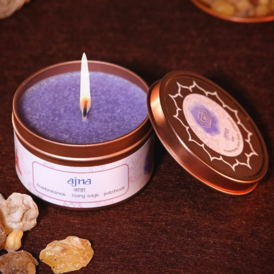 Chakra Meditation Candle – Ajna (Brow) Chakra Candle | Blue | 30-Hour Burn Time | 5.2 × 8 cm | 0.2 kg