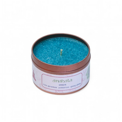 Chakra Meditation Candle - Anahata (Heart) Chakra Candle | Green Tin Candle with 30-Hour Burn Time | Height 5.2 cm, Diameter 8 cm, Weight 0.2 kg
