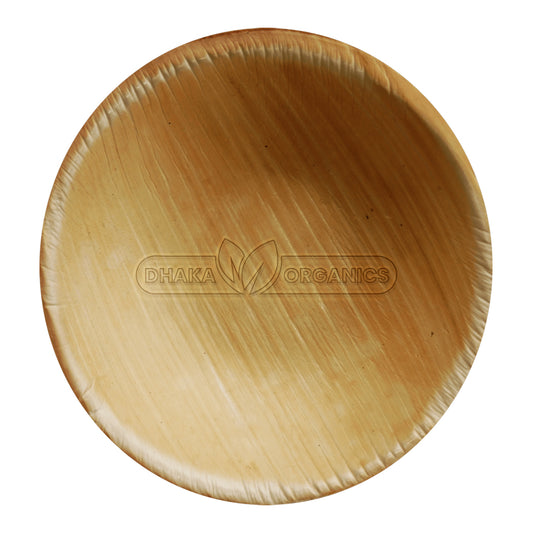 Pack of 25 PCs 3.5″ Disposable Eco-friendly Palm Leaf Round Bowl Size: 3.5 inch (Diameter: 8 cm | Depth: 3 cm | Capacity: 350 ml) Shape: Round Rib Color: Natural Light Brown Category: Bowl