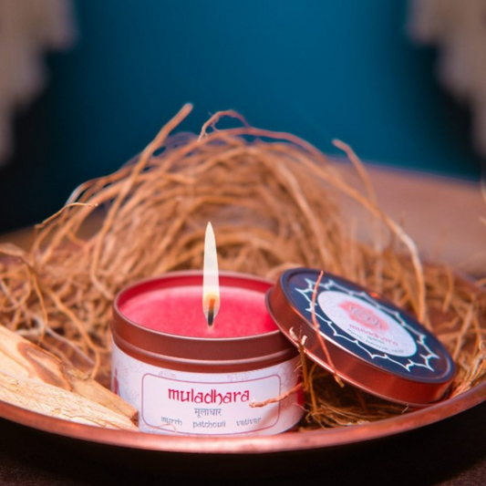Chakra Meditation Candle - Muladhara (Root) Chakra Candle – Grounding Energy with 30-Hour Burn Time | Red Tin, 5.2 × 8 cm, 0.2 kg