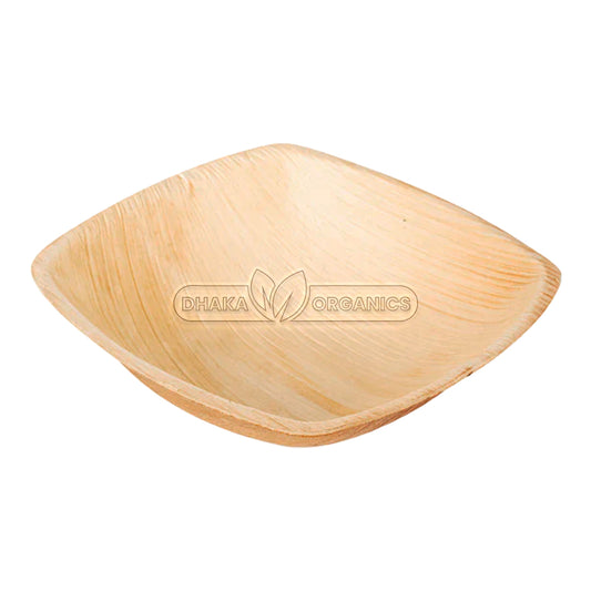 Midori 7 Ounce Small Square Palm Bowls, 100 Microwavable Palm Leaf Soup Bowls- Freezable, Sustainable, Areca Palm Leaf Deep Bowls, Oven-Ready, For Hot & Cold Foods