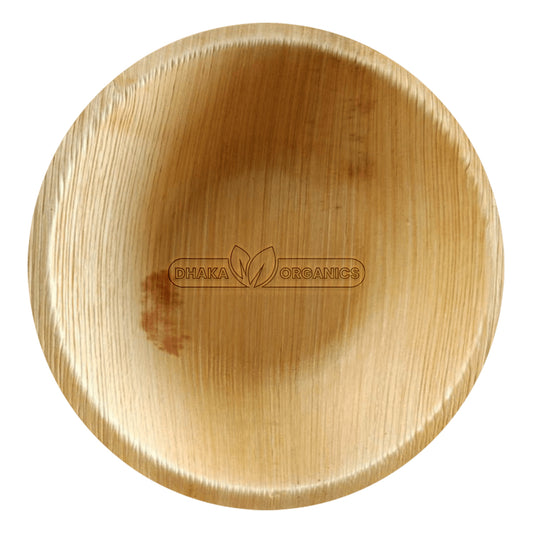 25 PCs Pack of 5″ Deep Eco-Friendly Areca Palm Leaf Round Bowl – 550 ml Size: 5 inch (Diameter: 12 cm | Depth: 3 cm | Capacity: 550 ml) Shape: Round with Rib Color: Natural Light Brown Category: Bowls