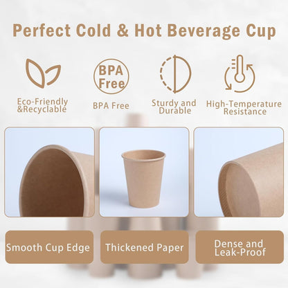 Pack of 500-PCs Organic Go Green with 8oz double wallpaper Insulated Paper Cups – Eco-Friendly & Durable Disposable Item