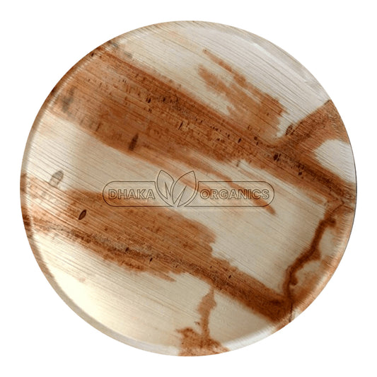10″ Shallow Round Areca Palm Leaf Disposable Plate – Eco-Friendly, Biodegradable & Sturdy Tableware Size: 10 Inch Shape: Shallow Round Color: Natural Light Brown with Unique Palm Leaf Patterns Category: Plates