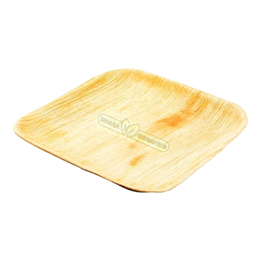 100 Pcs Indo 6 x 6 Inch Square Palm Plates, 100 Microwavable Palm Leaf Appetizer Plates - Freezable, Sustainable, Areca Palm Leaf Plates, Oven-Ready, For Hot & Cold Foods