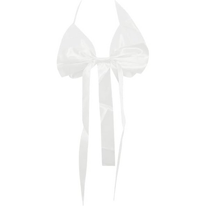 Women’s Sexy Satin White Lingerie Set (One Size)– RED Bow Tie Babydoll Cosplay Teddy Body Suit | Sleepwear