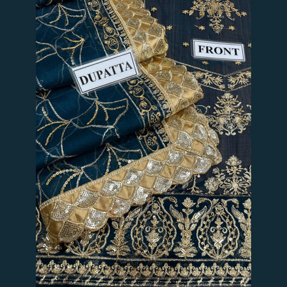 AZURE Chiffon 3PC Embroidered Wedding Edition Suit – Premium Heavy Embroidered Collection (Pack of 6) Wholesale Price for Dealers & Resellers