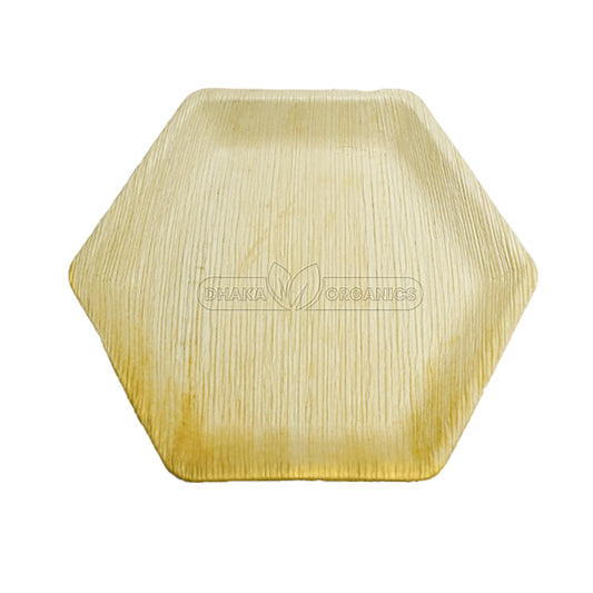 25 PCs Pack of 8″ Hexagon Shaped Eco-Friendly Areca Palm Leaf Plate – Biodegradable & Stylish Dinnerware