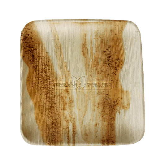 25 PCs Pack of 9″ Shallow Square Areca Palm Leaf Disposable Plate – Eco-Friendly, Biodegradable & Durable Tableware