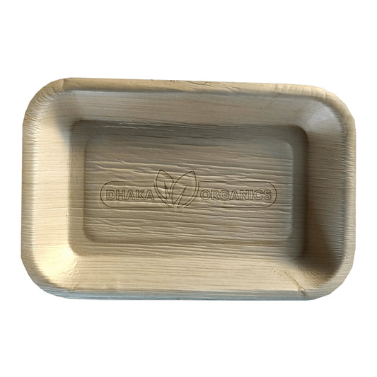 Pack of 25 9 x 6 Inch Big Disposable Rectangle Shaped Deep Bowl Areca Palm Leaf Bowl EcoFriendly and Biodegradable Plastic Free for Party and Function