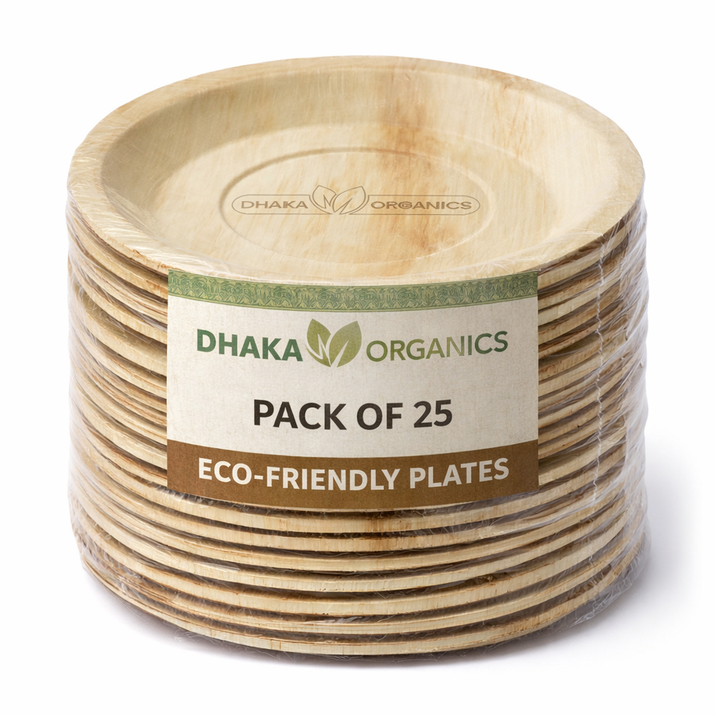 9.5″ Round Eco-Friendly Areca Palm Leaf Disposable Plate – Biodegradable & Durable Tableware