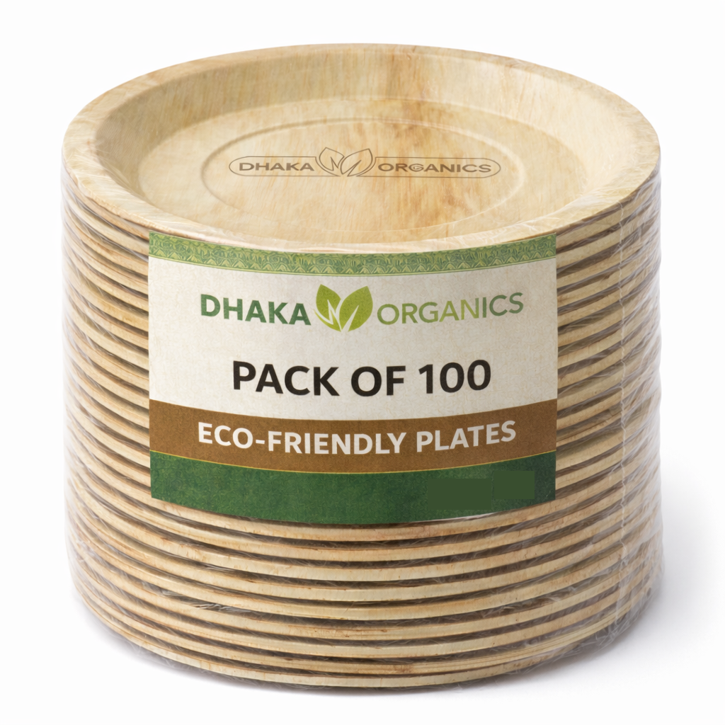 9.5″ Round Eco-Friendly Areca Palm Leaf Disposable Plate – Biodegradable & Durable Tableware