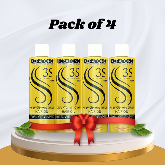 Keratone 3S (Pack of 4) Best For Frizzy & Rough Hair 100% Natural