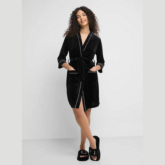 Black Robe with Contrast Trim for Ladies